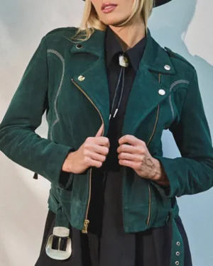 Rodeo Women Emerald City Suede Biker Jacket
