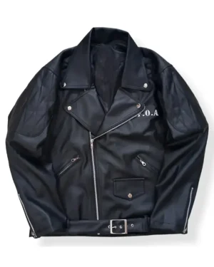 T.F.O.A 5Th Generation Black Biker Leather Jacket