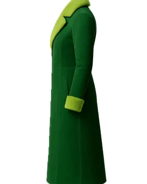 The Grinch Unisex Leather Faux Fur Long Coat For Christmas