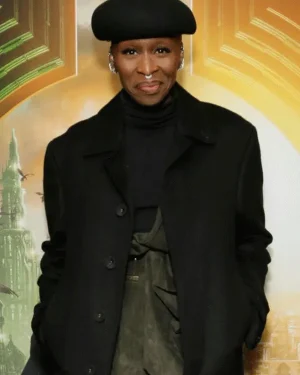 Wicked 2025 Cynthia Erivo Black Overcoat