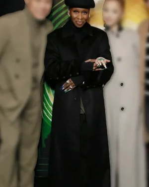 Wicked One Wonderful Night 2025 Cynthia Erivo Black Wool Long Coat