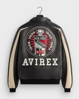 2025 NHL New York Rangers Unisex Black Bomber Leather Jacket