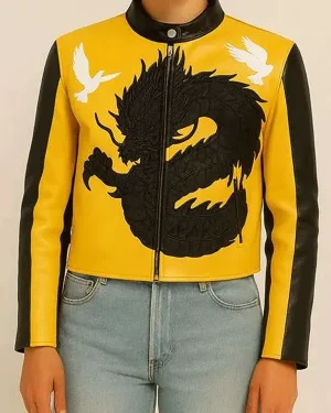 Dua Lipa Buenos Aires Dragon Leather Jacket