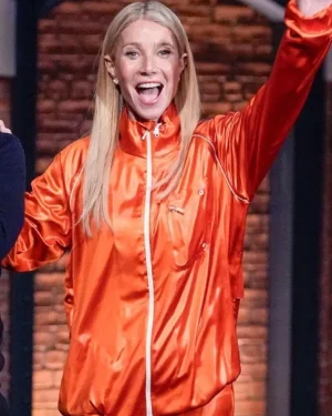 Marty Supreme 2025 Late Night Gwyneth Paltrow Orange Track Jacket