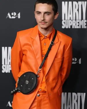 Marty Supreme Timothee Chalamet Orange Blazer