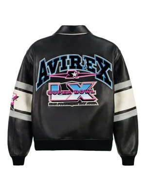 Avirex X Starter NFL Super Bowl LX Unisex Black Leather Jacket