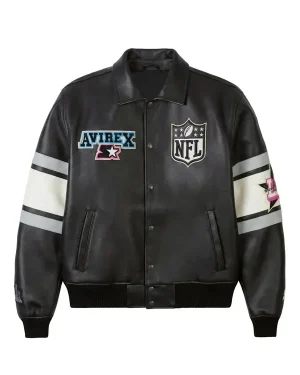 Avirex X Starter Super Bowl LX Black Leather Jacket