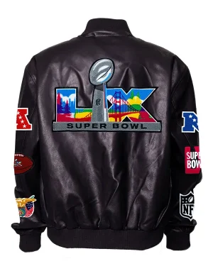 National Football League 2026 Super Bowl LX S.F. Bay Area Unisex Black Vegan Leather Jacket