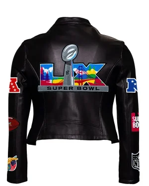 Super Bowl 2026 Womens Leather Moto Jacket