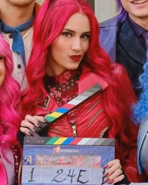Kylie Cantrall 2026 MovieDescendants Wicked Wonderland Princess Red Leather Jacket For Women