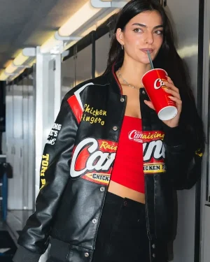 NASCAR Driver Toni Breidinger Canes Black Leather Jacket