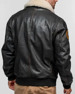 National Native Squad 073 U.S.A 2026 Daytona Mock Aviator Black Leather Jacket