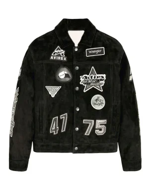 Avirex X Wrangler Black Suede Trucker Jacket
