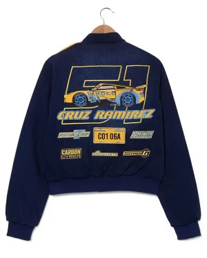 Disney Pixar Cars 3 Cruz Ramirez Dinoco 51 Women's Cropped Denim Moto Racing Jacket