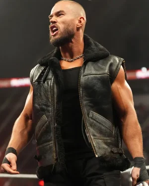 WWE Austin Theory Black Leather Vest