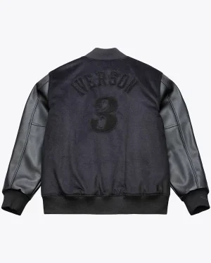 Allen Iverson 3 Philadelphia 76ers Forevers 2026 Walk The Tunnel Unisex Black Letterman Varsity Jacket