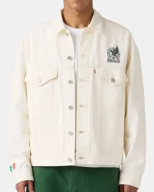 Mexico National Football Team Unisex White Denim Type III Trucker Jacket
