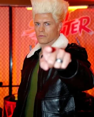 Street Fighter Panel Cody Rhodes Guile at Cinema Con Black Shearling A-2 Pilot Flight Leather Jacket