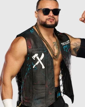 TNA Rebellion 2026 TNA World Champion Mike Santana THE ILLEST Black Leather Vest