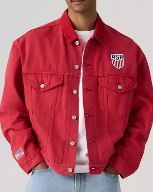 The Best Of USA 2026 U.S.A. Football Federation Logo Unisex Red Type III Trucker Jacket