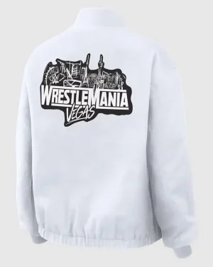 WWE 2026 WrestleMania 42 Las Vegas Unisex White Denim Bomber Jacket