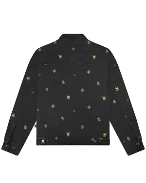 Pixel First Partner Pokémon World 2026 Loose Unisex Black Denim Jacket