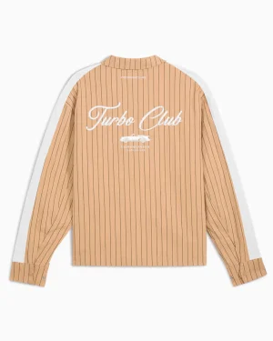 Porsche Legacy Lifestyle 911 Turbo Club Unisex Beige Pinstripe Pattern Jacket