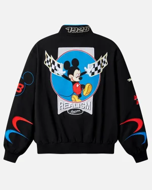 Realism x Disney Formula 1 Mickey Mouse 1928 Unisex Black Racing Cotton Twill Jacket