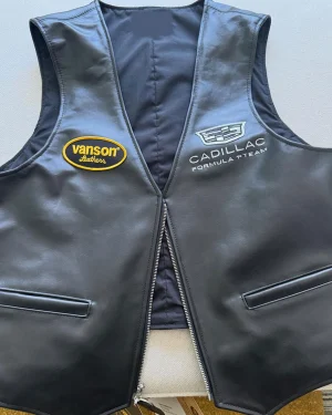 Vanson x Cadillac Formula 1 Team Black Leather Vest