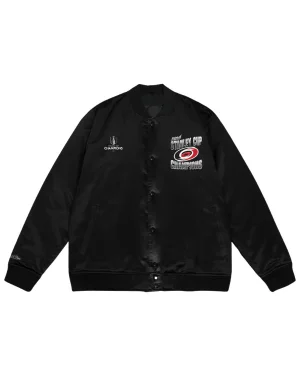 2026 NHL Stanley Cup Champions Carolina Hurricanes Unisex Black Satin Varsity Jacket