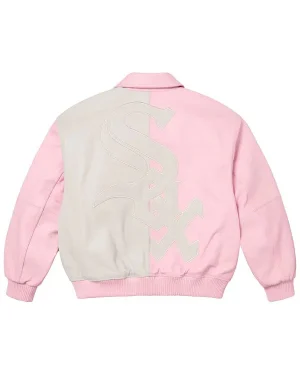 Major League Baseball 2025 Chicago White Sox Unisex Pink Leather Bomber Varsity Jacket