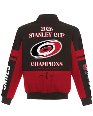 NHL Stanley Cup 2026 Champions Carolina Hurricanes Unisex Black Cotton Twill Jacket