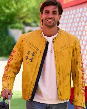 Under Armour x 424 Ferran Torres 2026 World Cup Unisex Yellow Distressed Leather Jacket