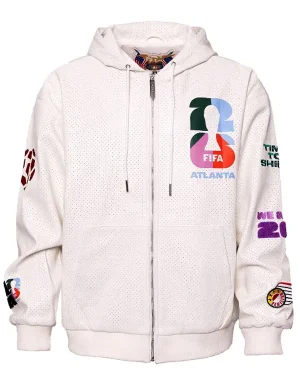 2026 FIFA World Cup Atlanta Unisex White Leather Bomber Hooded Jacket