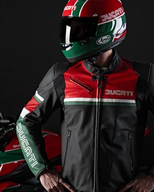 2026 MotoGP Ducati Motorcycles 100th Anniversary Diavel V4 RS 100 Biker Leather Jacket