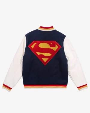 DC Comics Superman Superhero Unisex Blue and White Classic Varsity Jacket