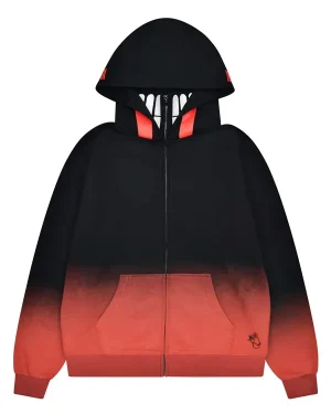 Dandadan Okarun Black to Red Gradient Hooded Jacket