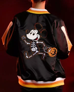 Disney Halloween Glow-In-The-Dark Minnie Mouse Pumpkin Spiderweb Reversible Bomber Jacket