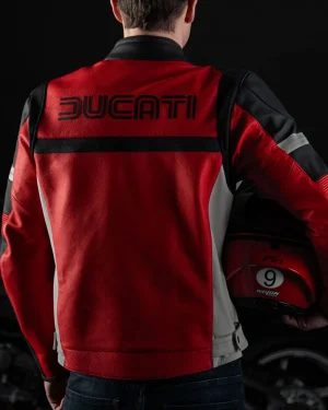 Ducati 100th Anniversary Red Leather Biker Jacket