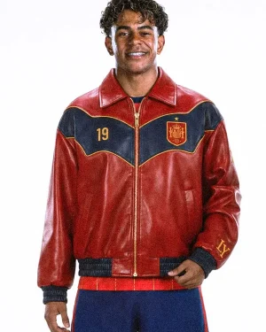 FIFA World Cup 2026 Final Argentina vs Spain Lamine Ego Yamal Red Bomber Leather Jacket