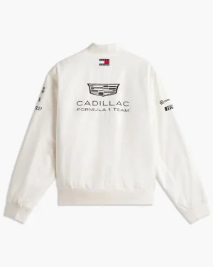 Formula 1 Team Cadillac Valtteri Bottas Silverstone Circuit Unisex White Cotton Varsity Jacket