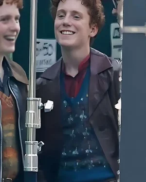 Gabriel Harland 2026 TV Series Harry Potter George Weasley Brown Leather Coat