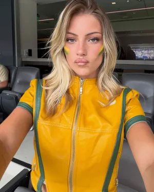 Lily Rowland Brazil National Football Team Cropped Moto Leather Jacket