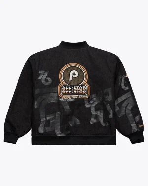MLB All-Star Game 2026 Philadelphia Phillies 1976 Unisex Black Denim Bomber Jacket