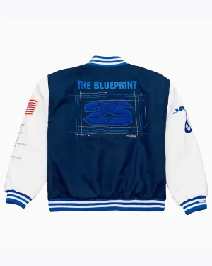 MLB New York Yankees Jay-Z The Blueprint 30th Anniversary Unisex Blue and White Varsity Jacket