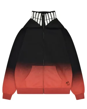 Manga Series Dandadan Ken Takakura Black to Red Gradient Hooded Jacket