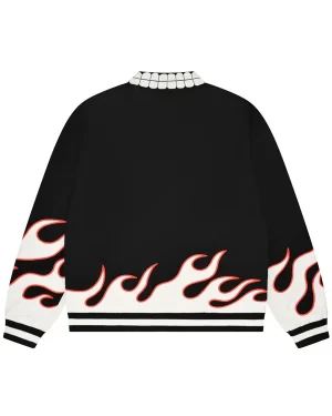 Manga Series Dandadan Ken Takakura Prominent Flame Unisex Black Varsity Jacket