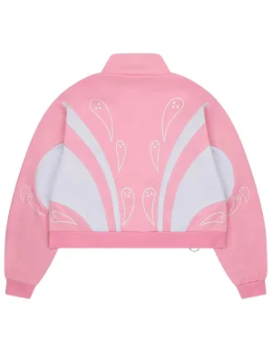 Manga Series Dandadan Momo Ayase Oversized Cropped Pink Track Jacket