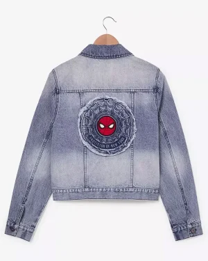 Marvel Spider-Man Brand New Day Protector Of New York Cropped Blue Denim Jacket