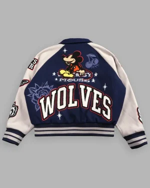Mickey Mouse Roxy Box Cut Rudy Unisex Wool Blue Letterman Varsity Jacket